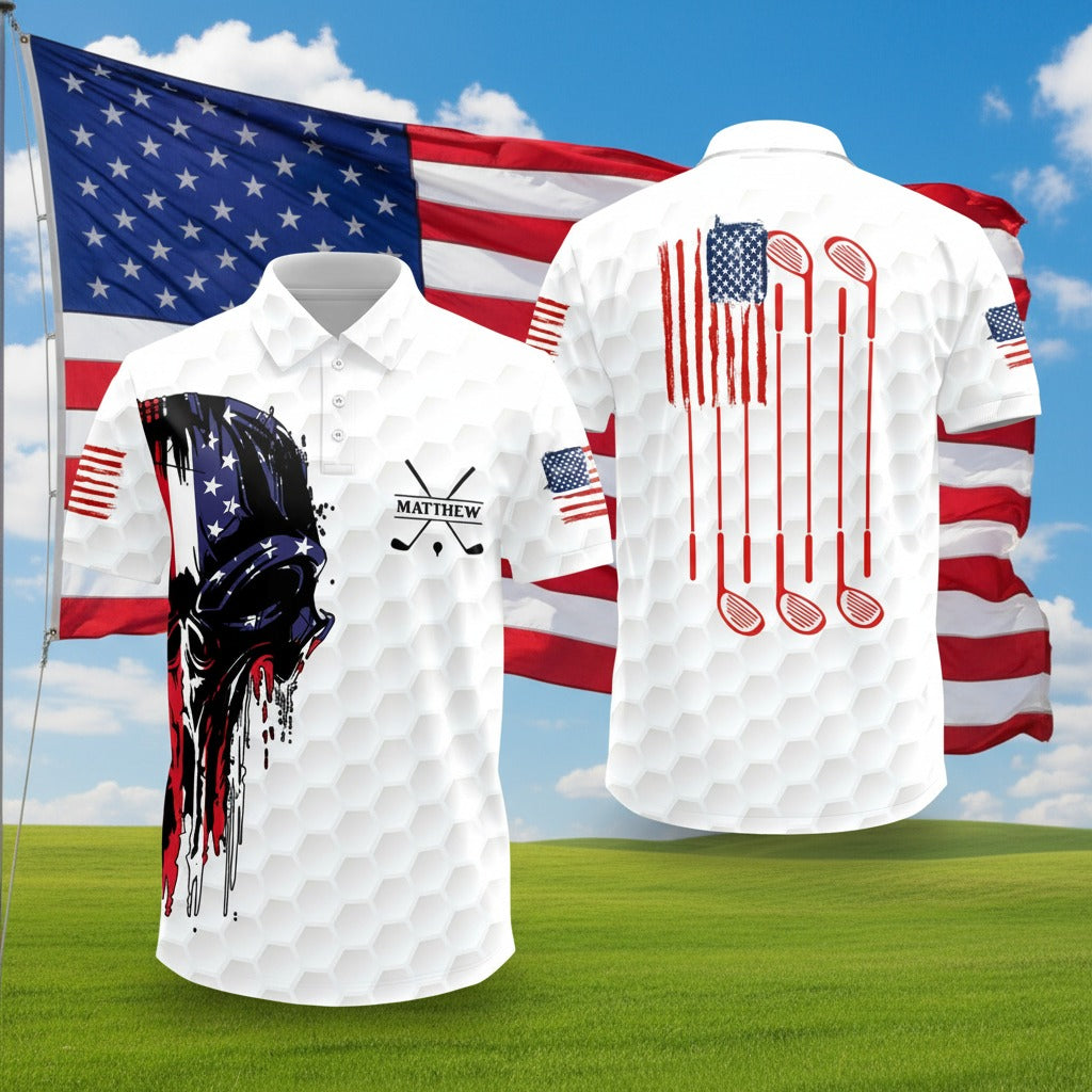 Personalized American Skull Flag Polo Shirt EPJQ3