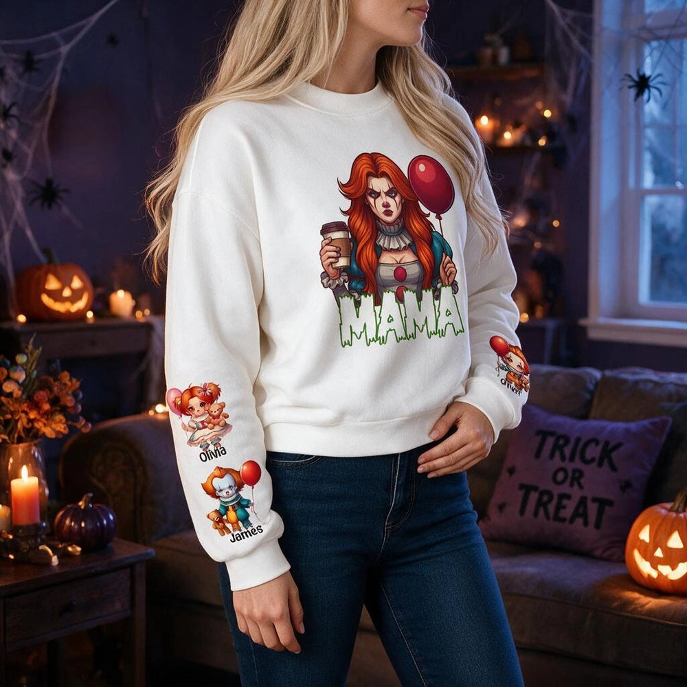 Personalized IT Halloween Sweatshirt With Kid's Names Funny Gift For Mom 2HU9H