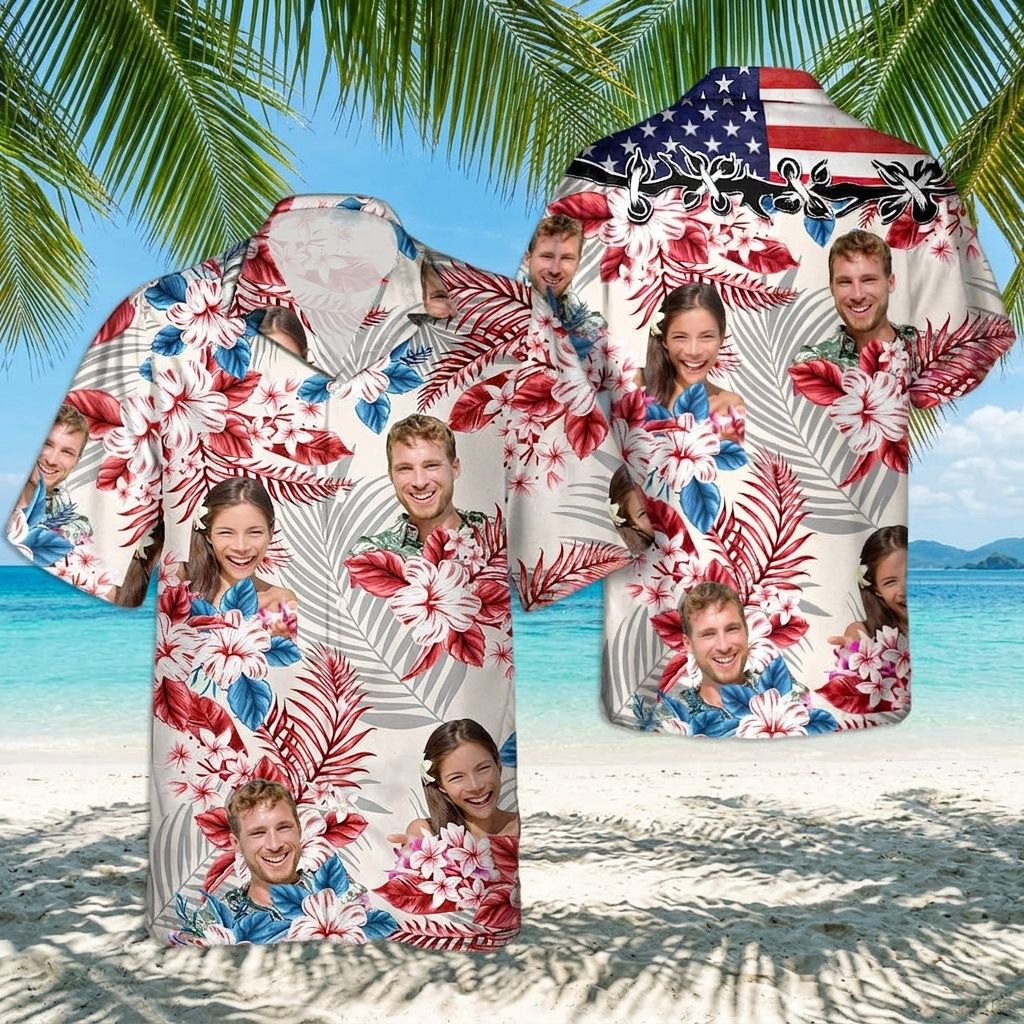 America Flag Hawaiian Shirt, Upload Photo