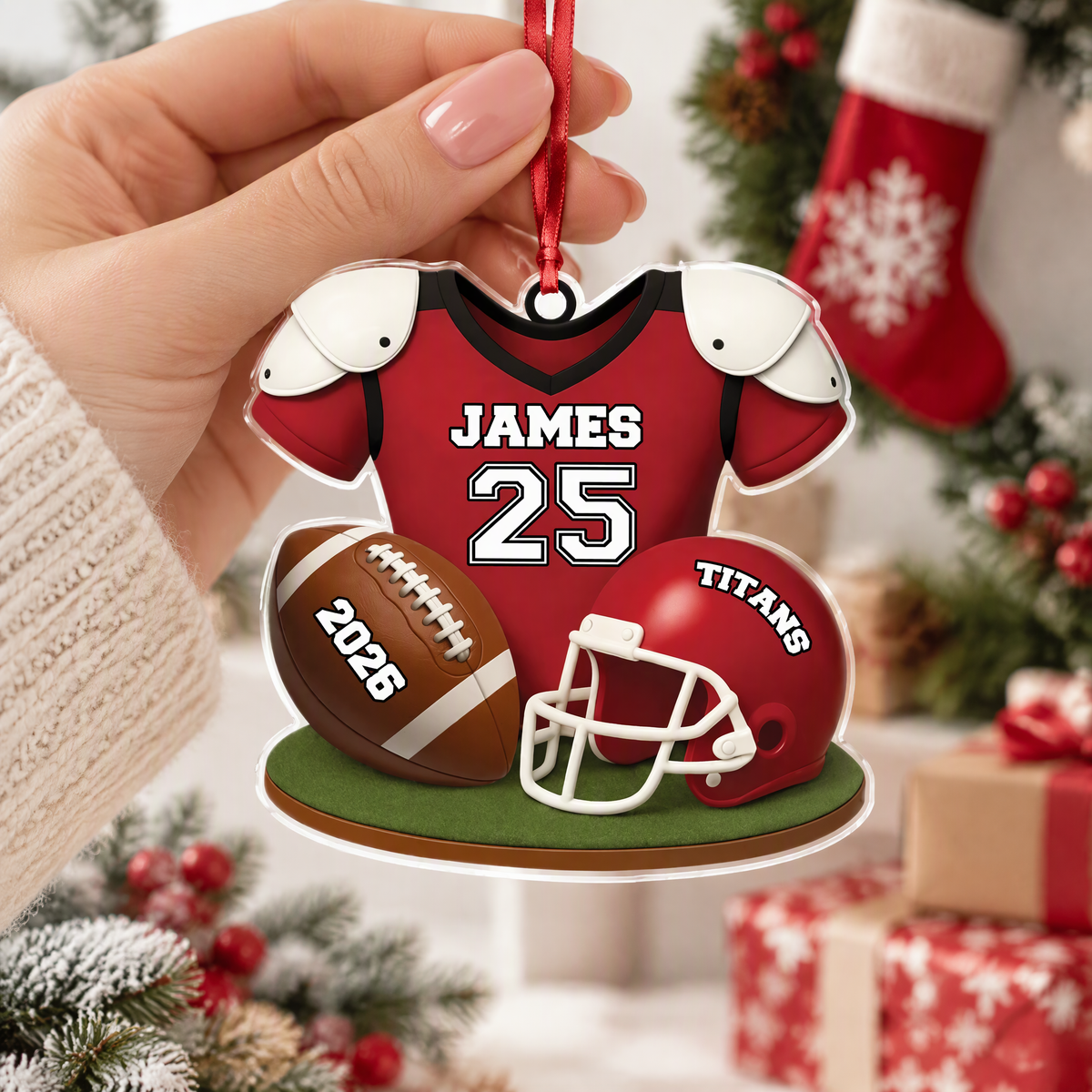 Custom Personalized Acrylic Ornament with Football Jersey & Helmet MA9YK