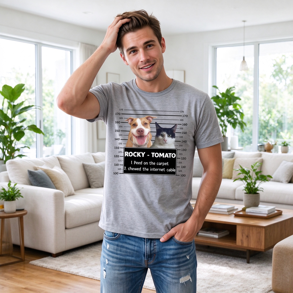 Custom Personalized Dog Mugshot T-Shirt with Photo Upload YR9SC