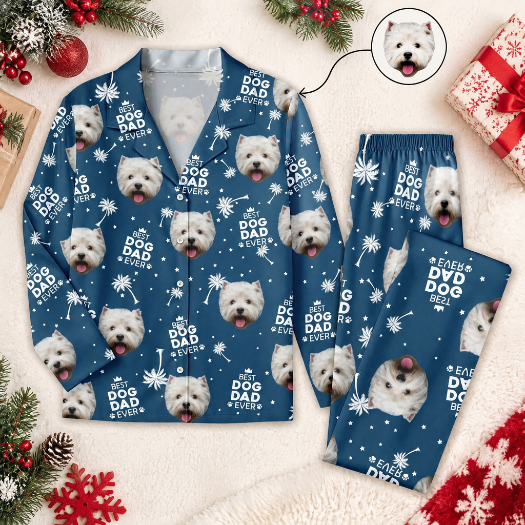Custom Photo Upload Pajama Set Best Dog Dad Ever CNCZ9
