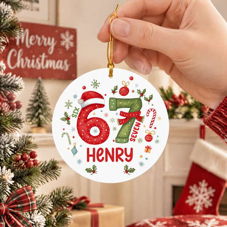 Custom Personalized Ceramic Ornament with Number & Name BW9NN