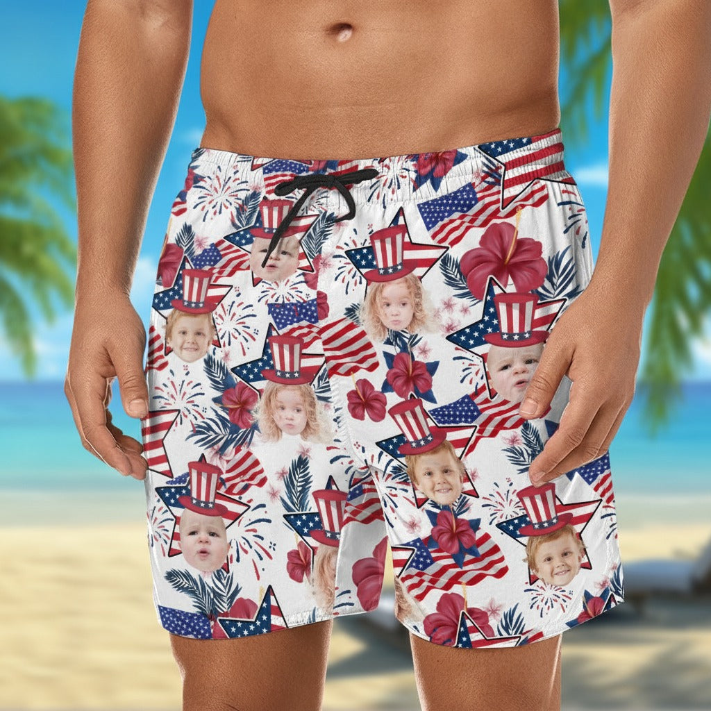 Custom Photo US Flag Hawaii Beach Short 3FLB7