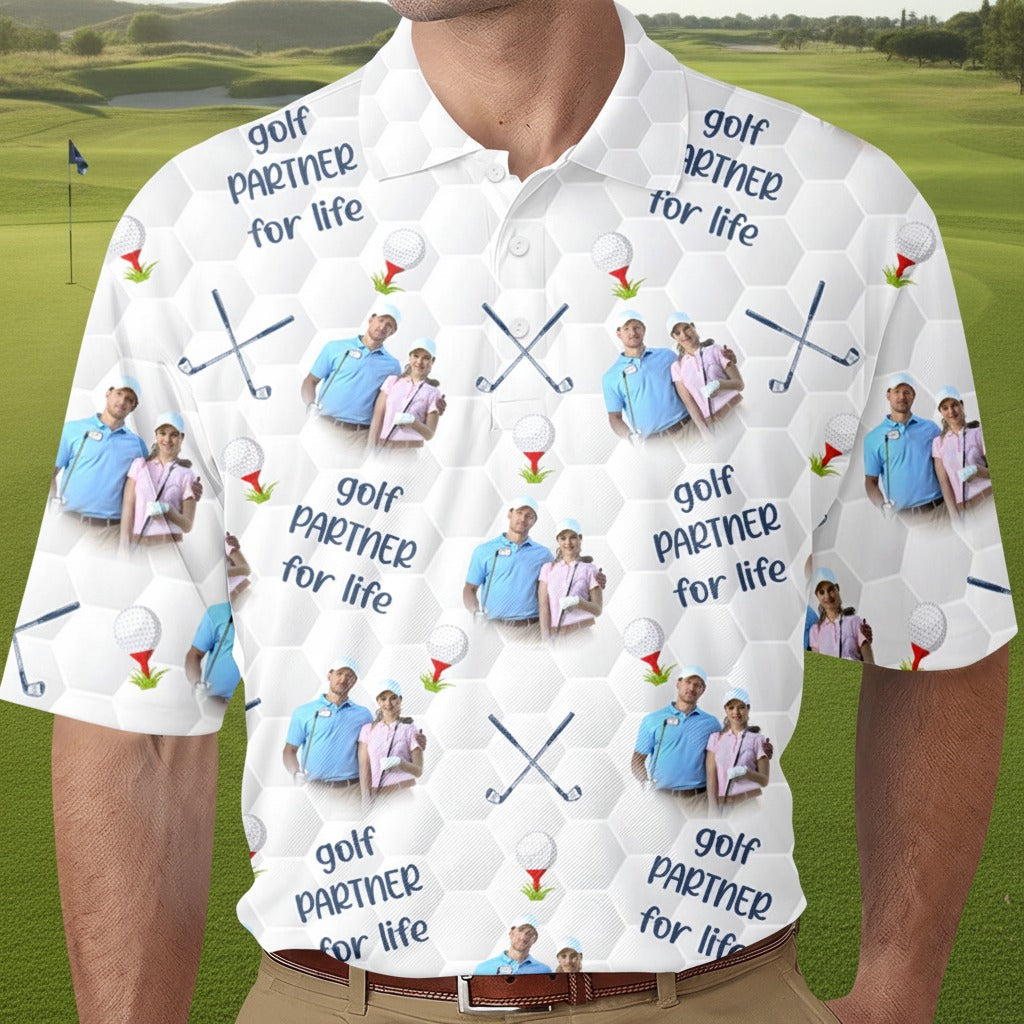 Custom Golf Partner For Life Photo Polo Shirt FR7JN