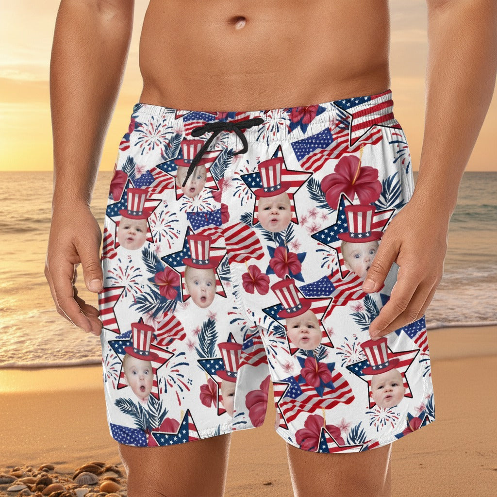Custom Photo US Flag Hawaii Beach Short 3FLB7
