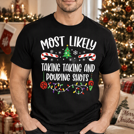 Custom Personalized T-Shirt with Christmas Lights & Candy Canes TNLB7