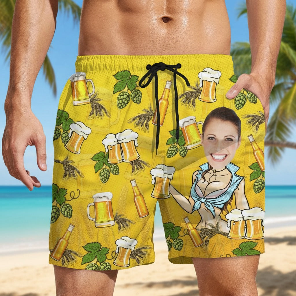 Custom Face Boyfriend Husband Beer Beach Short DM7M6