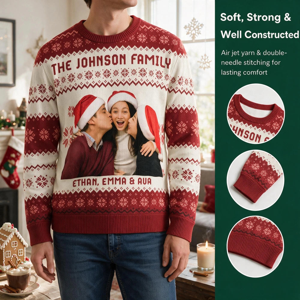 Custom Photo Family Ugly Sweater Christmas, Funny Gift For Family, Dad, Mom, Grandpa, Grandma 7QQA1