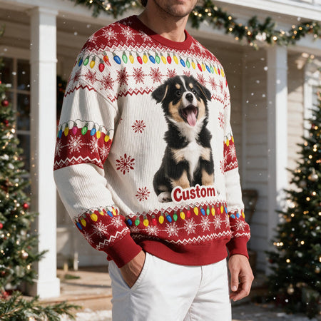 Custom Face Big Head Funny For Dog Lovers Photo Ugly Sweater XU7QP