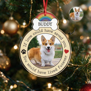 Custom Photo Upload Acrylic Ornament with Rainbow & Dog Bone B2XWW