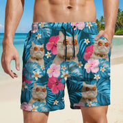 Custom Funny Cat Photo Tropical Beach Short ZD8JU