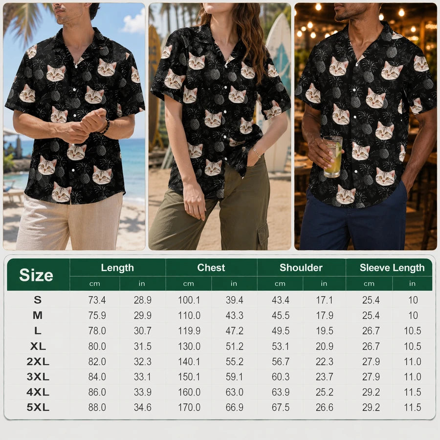 Custom Cat Vacation Hawaiian Hawaiian Shirt - fabric material detail
