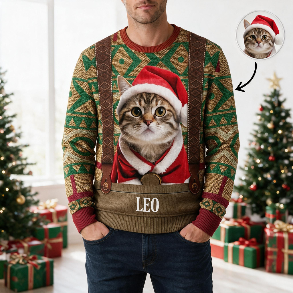 Cat Photo Frozen Christmas Ugly Sweater For Cat Lovers 8MY8D