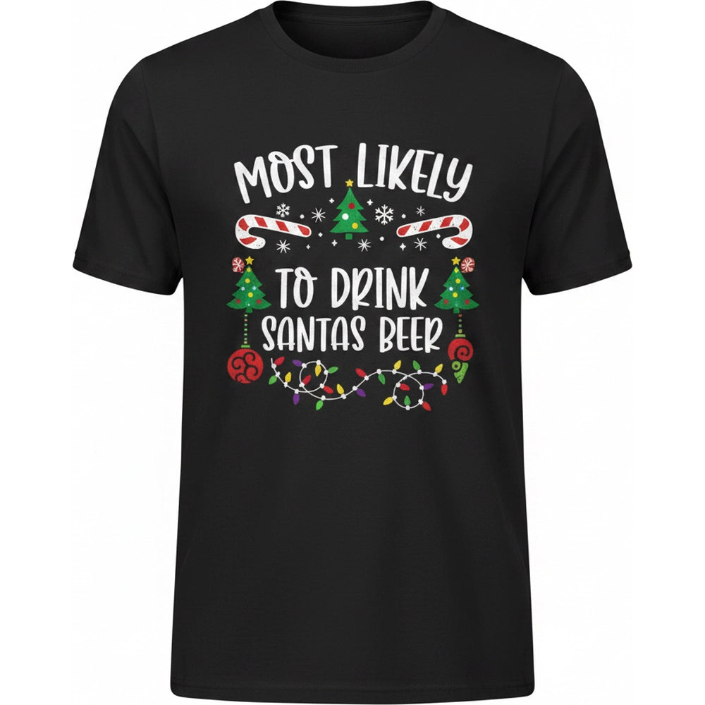 Custom Personalized Most Likely Christmas T-Shirt with Festive Icons product on white background