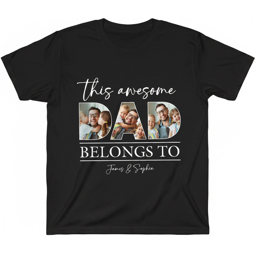 Custom Photo Upload T-Shirt This Awesome Dad Belongs To product on white background