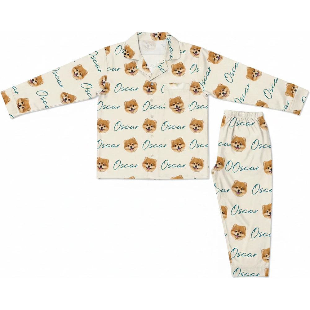 Custom Personalized Dog Photo Pajamas with Pet Portrait Pattern product on white background
