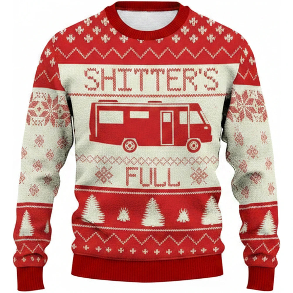 Custom Photo Upload Camping RV Shitters Full Ugly Christmas Sweater product on white background