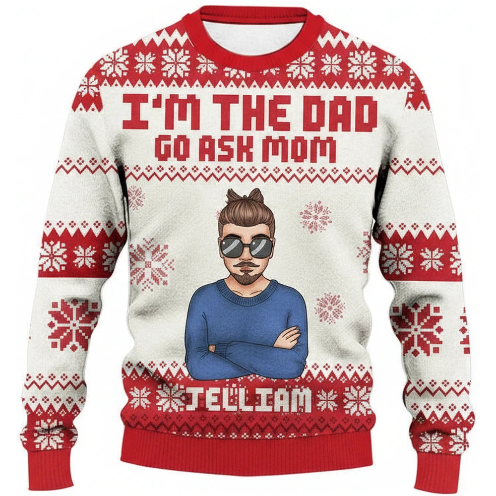Custom Personalized Sweater with Photo Upload and Funny Family Text product on white background