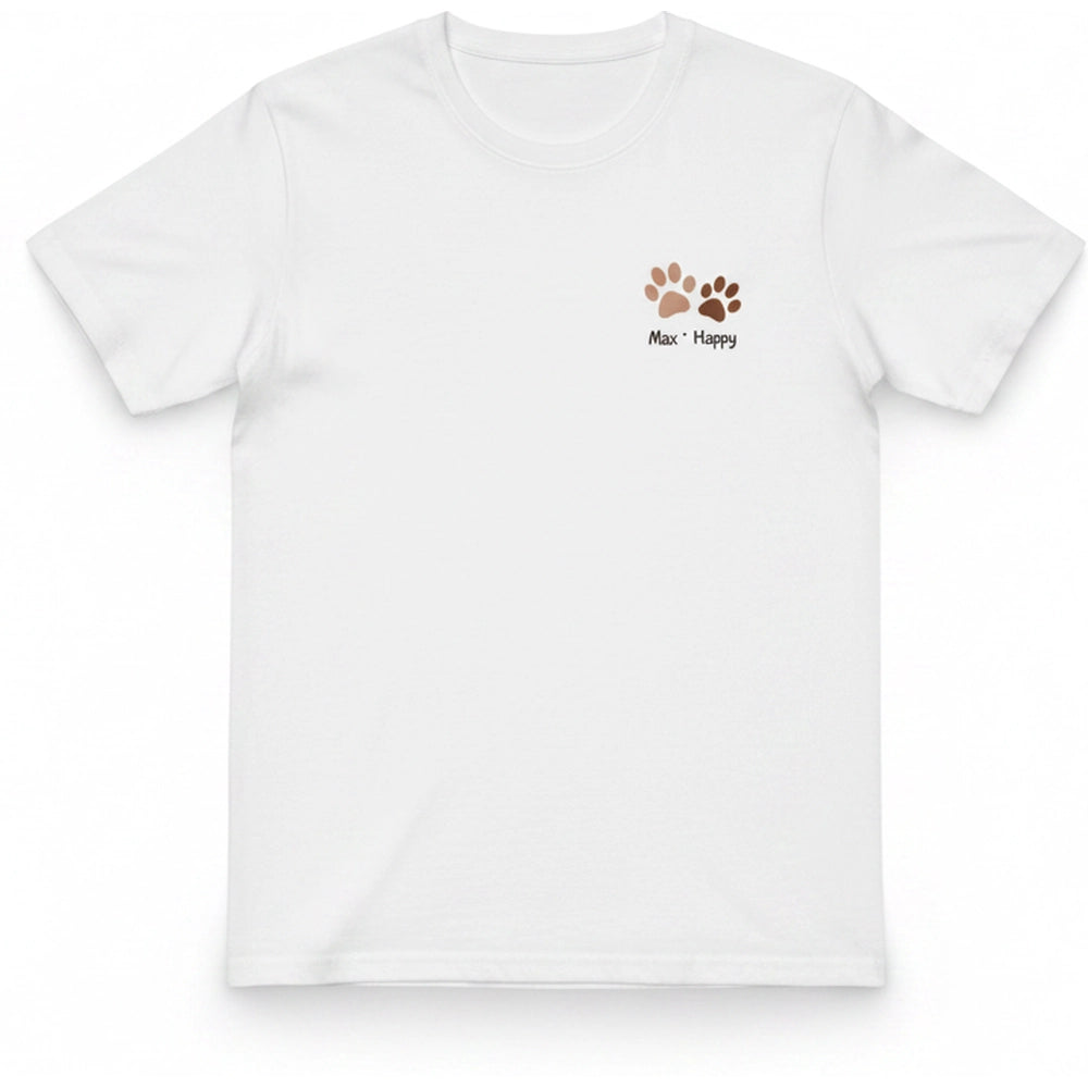 Custom Personalized T-Shirt with Pet Paw Prints product on white background