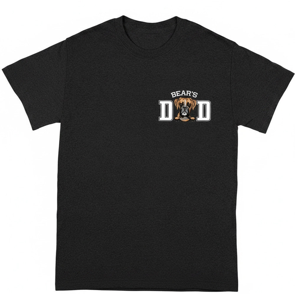 Custom Personalized Dog Dad T-Shirt with Boxer Graphic product on white background