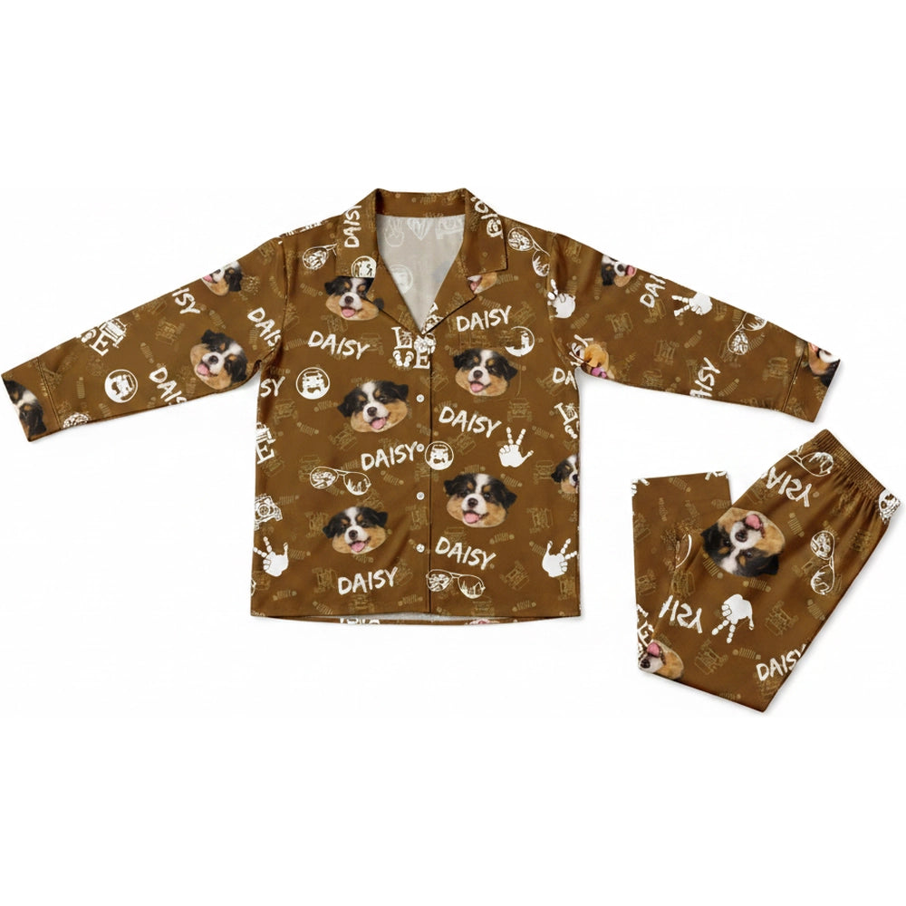 Custom Photo Upload Pajamas with Dog Faces and Jeep Icons product on white background