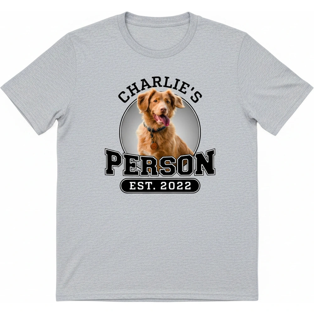 Custom Personalized Photo Upload T-Shirt with Circle Badge Design product on white background