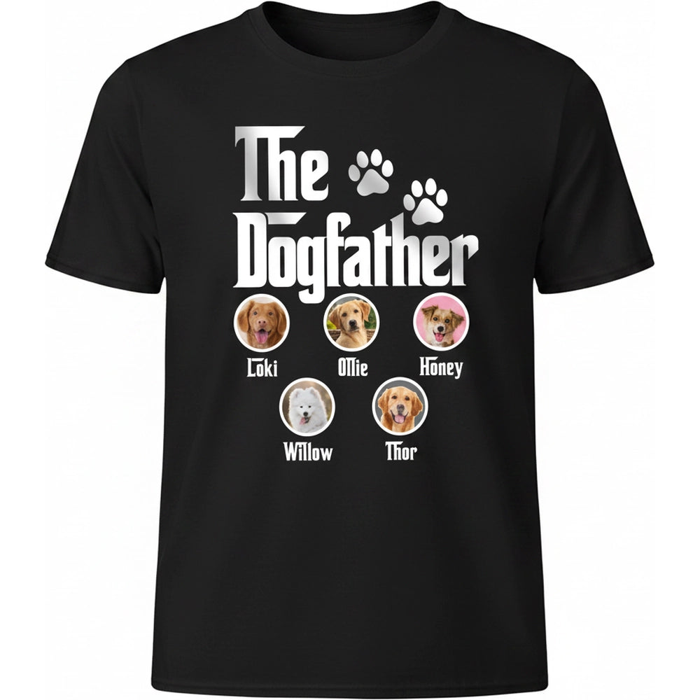 Custom Photo Upload The Dogfather T-Shirt with Paw Prints product on white background
