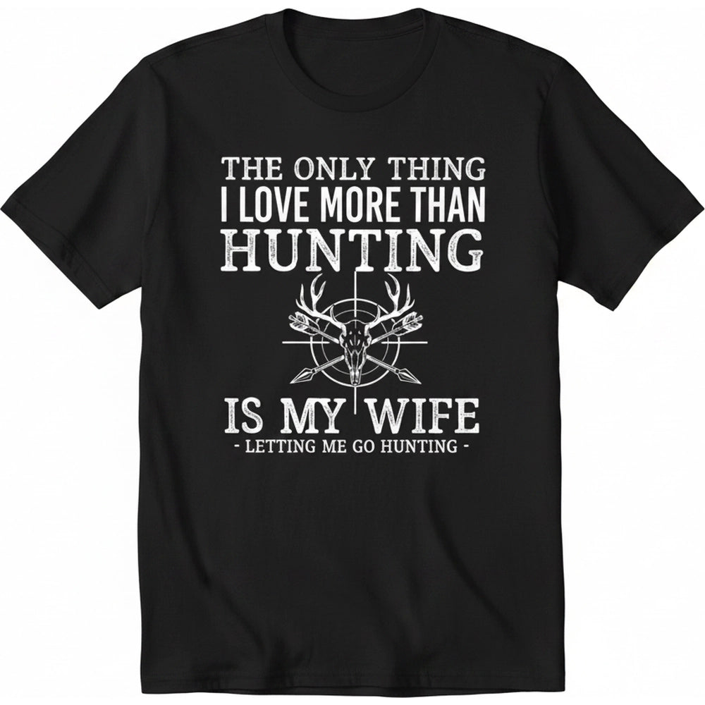 Custom Personalized Hunting T-Shirt with Deer Skull & Arrows product on white background