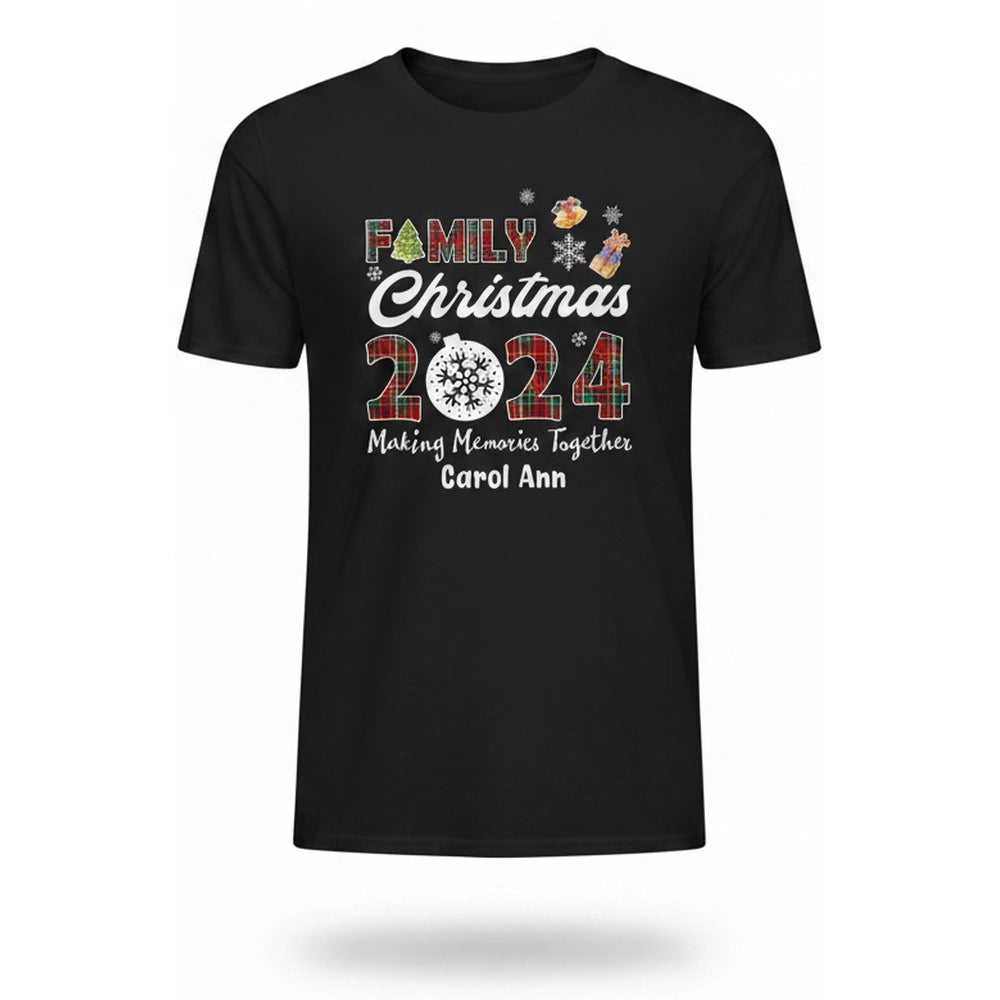 Custom Personalized Family Christmas T-Shirt Making Memories Together product on white background