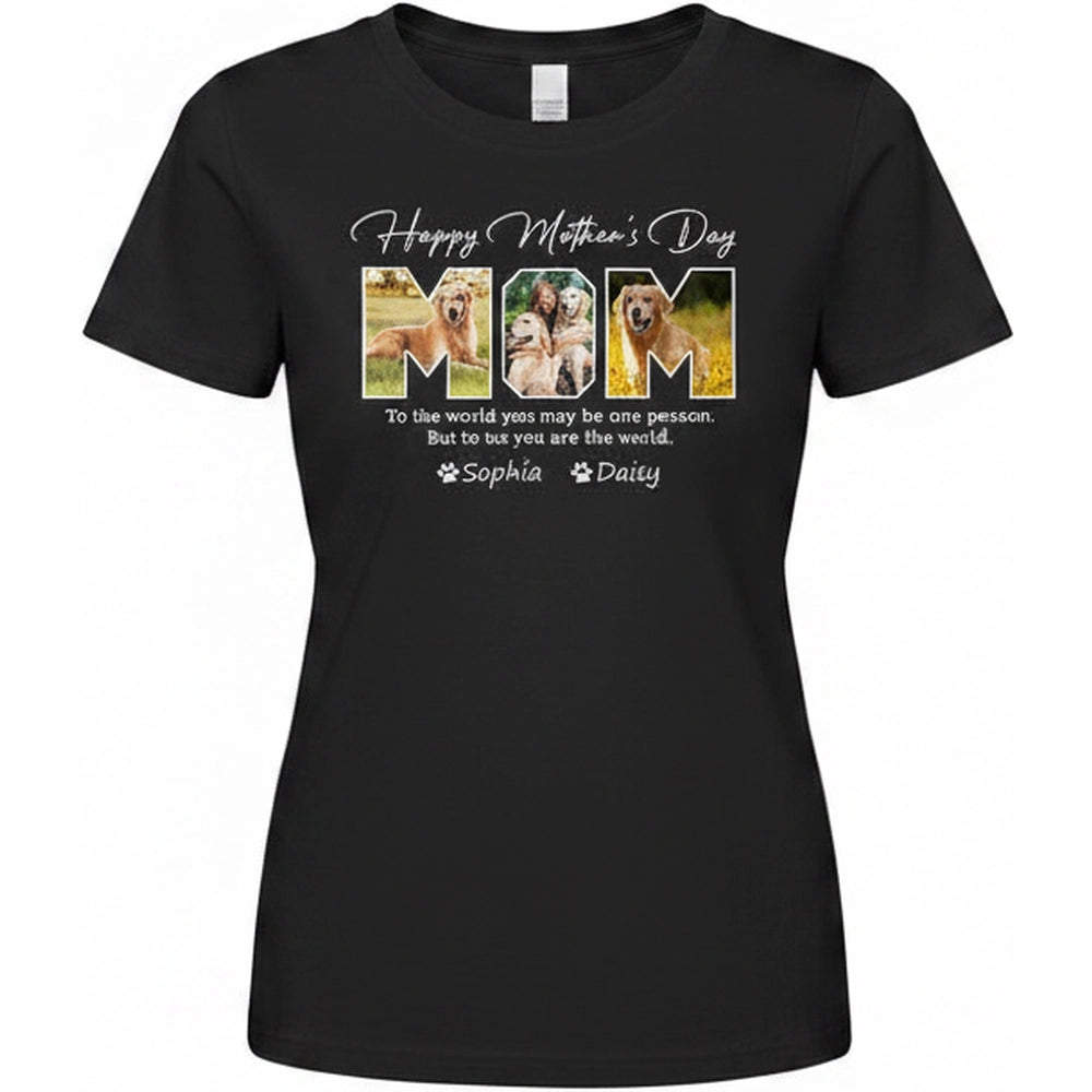 Custom Photo Upload Happy Mother's Day T-Shirt with MOM Photo Collage product on white background