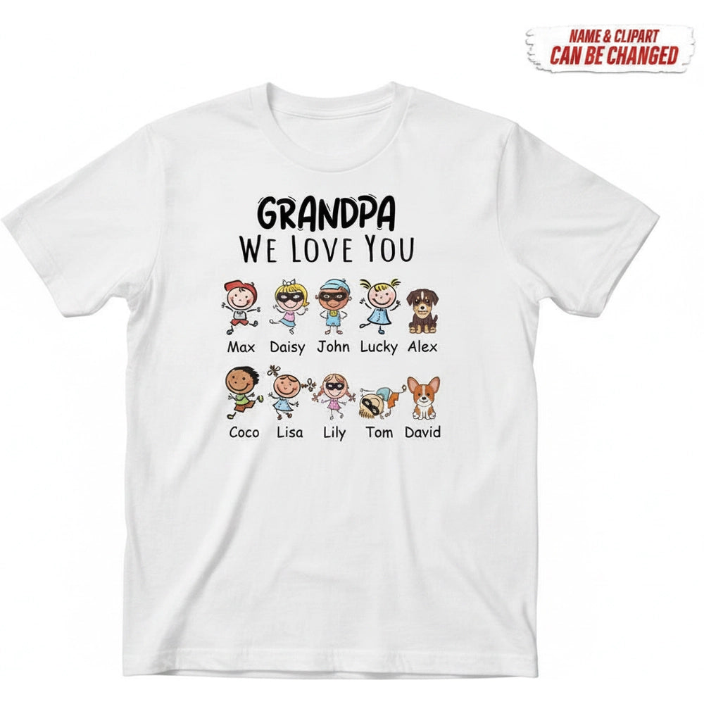 Custom Personalized T-Shirt with Cartoon Family Characters product on white background