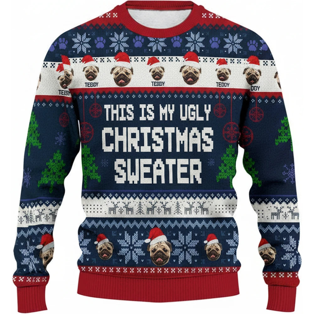 Custom Personalized Pug Sweater This Is My Ugly Christmas Sweater product on white background