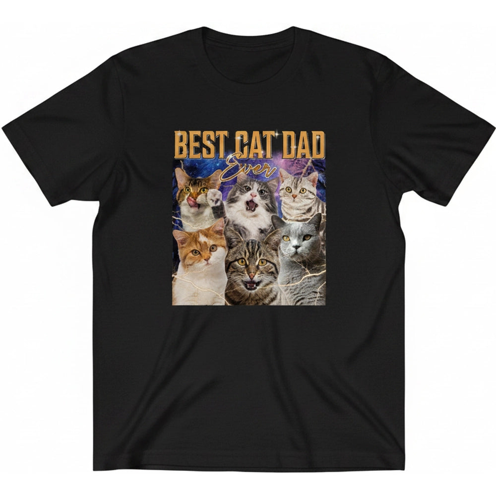 Custom Photo Upload Best Cat Dad Ever T-Shirt product on white background