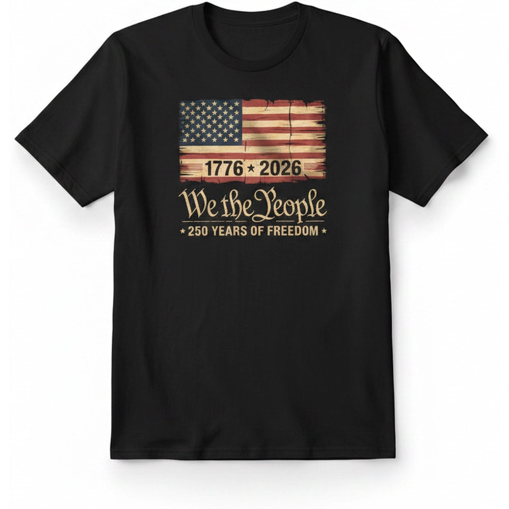 America 250th Birthday US Flag 250 Years We The People Dark Shirt product on white