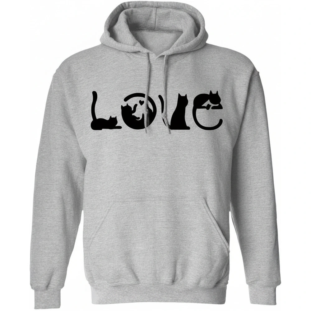 Custom Personalized Hoodie with Cat Love Design product on white background