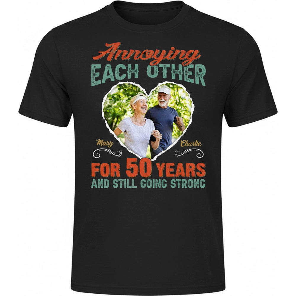 Custom Photo Upload T-Shirt with Annoying Each Other Heart Frame product on white background
