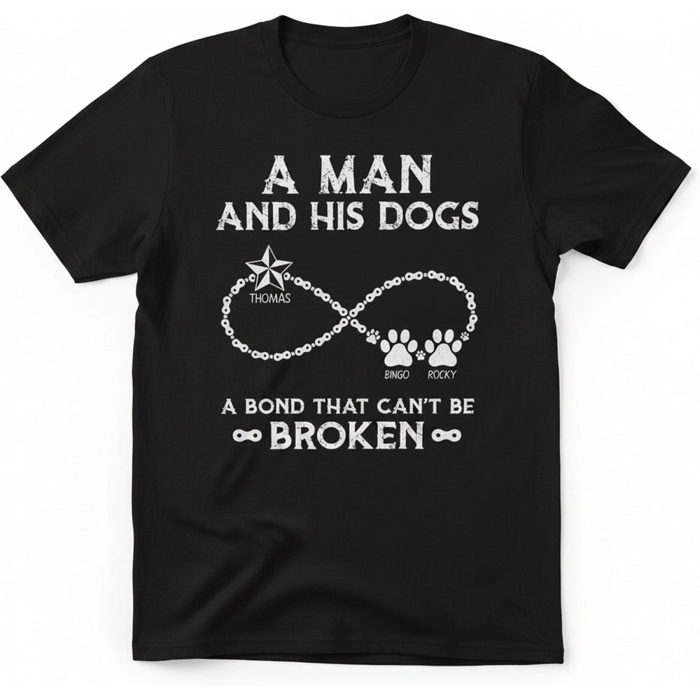 Custom Personalized T-Shirt A Man and His Dogs with Paw Prints product on white background
