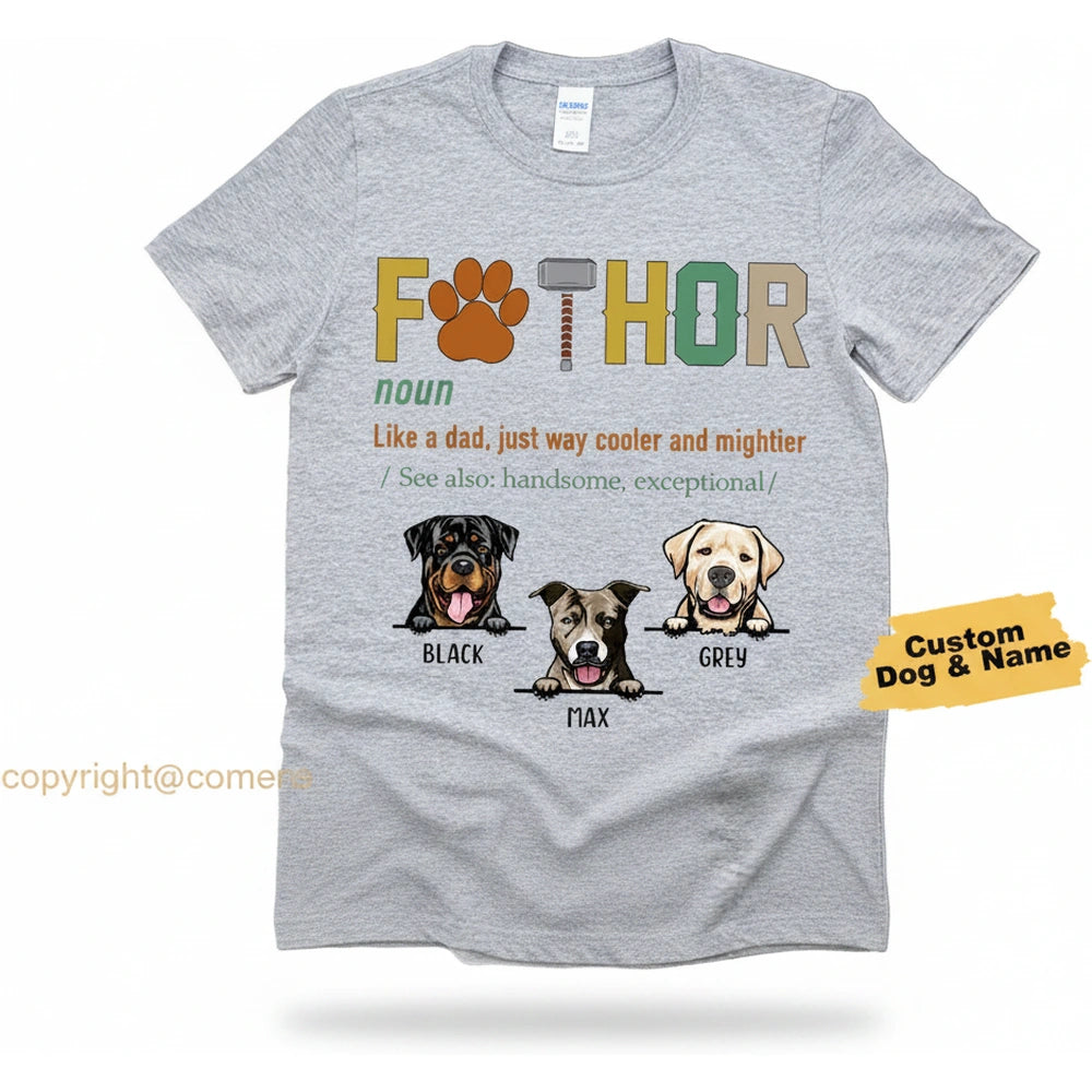 Custom Personalized Fathor Dog T-Shirt with Upload Photo Feature product on white background