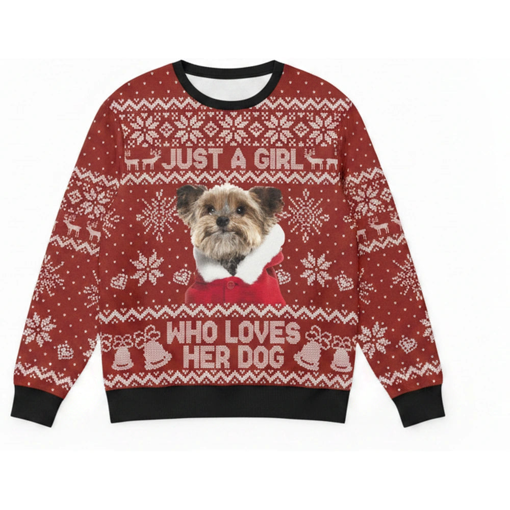 Custom Photo Upload Just a Girl Who Loves Her Dog Sweater product on white background