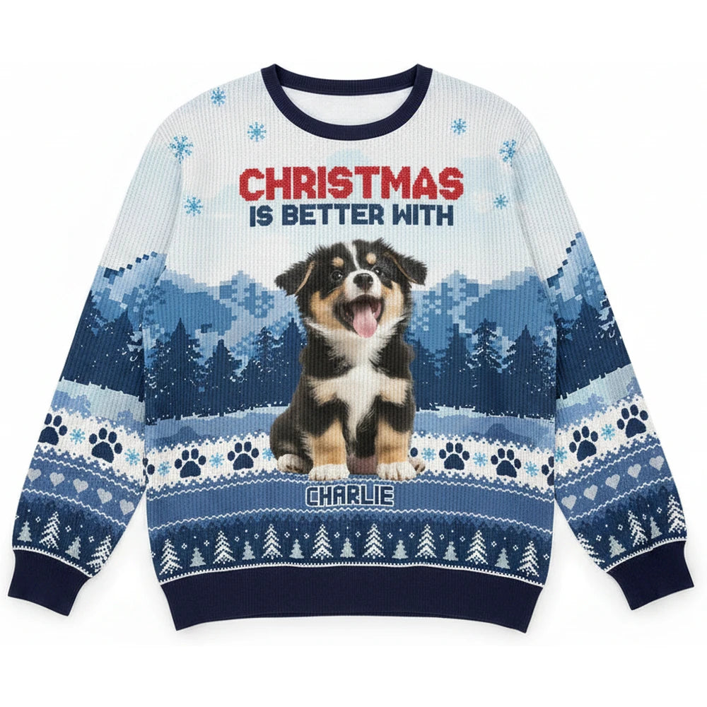 Custom Photo Upload Christmas Is Better With Sweater featuring Dog product on white background