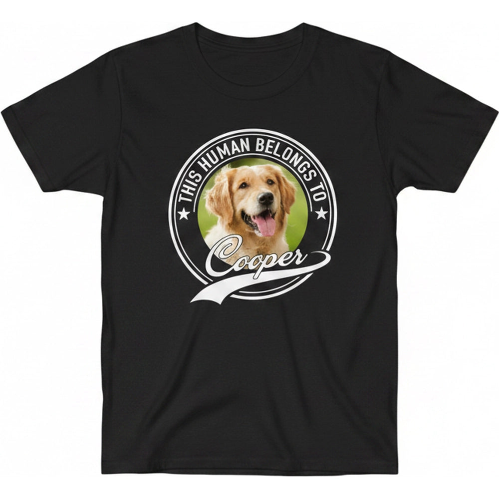 Human Belongs To Dog Cat Custom Photo Pet Backside Shirt product on white background