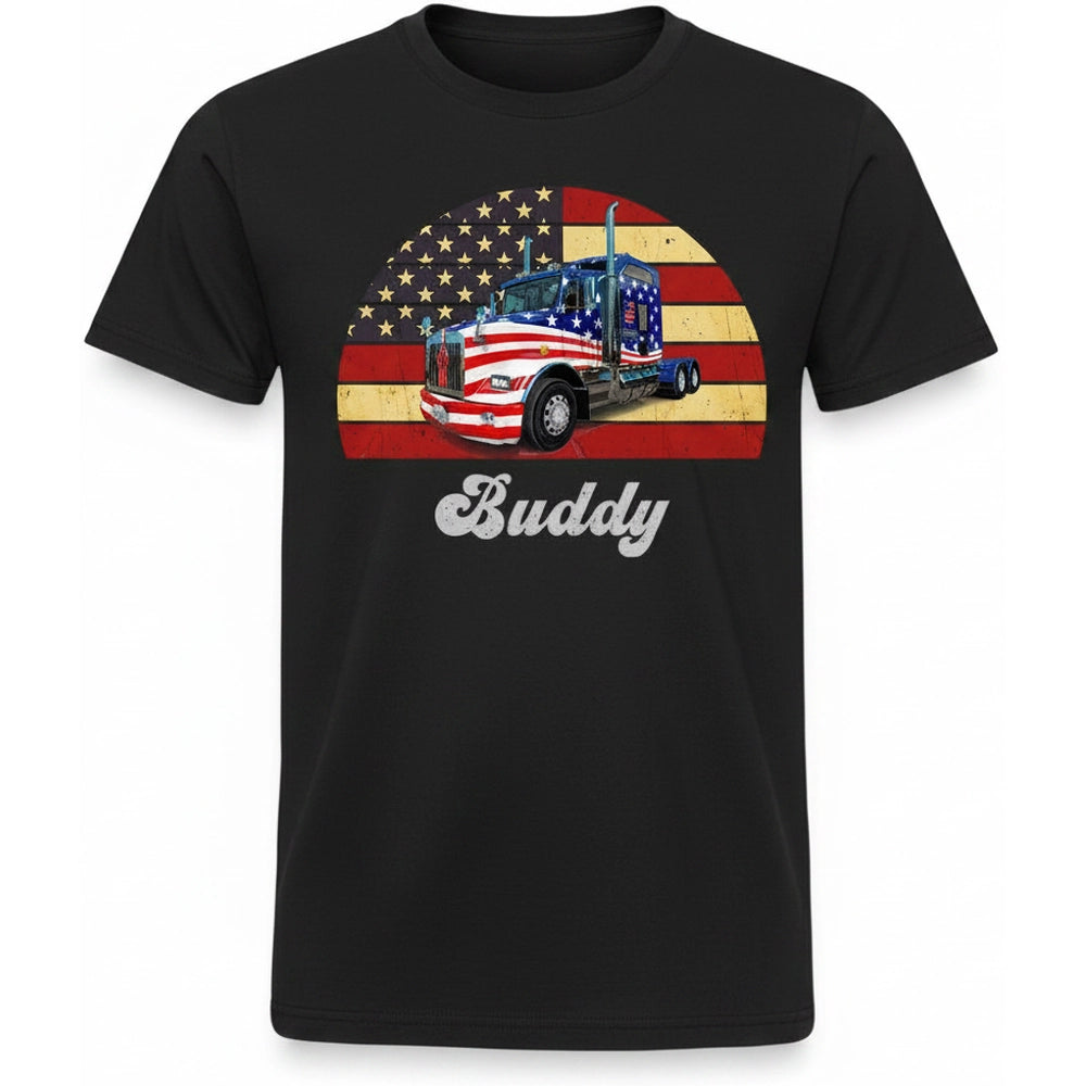Custom Photo Big Truck Vintage Car T-Shirt product on white background