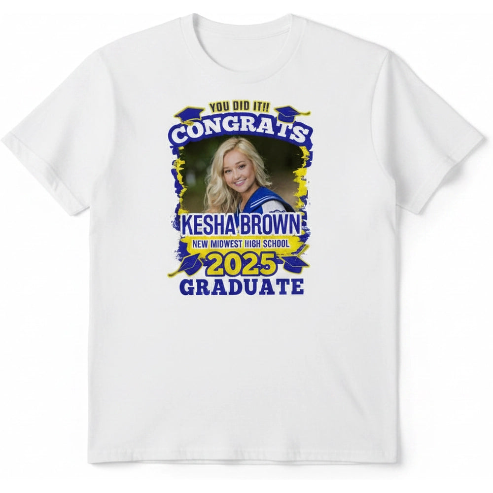 Custom Photo Upload Graduation Hoodie with Congrats Design product on white background