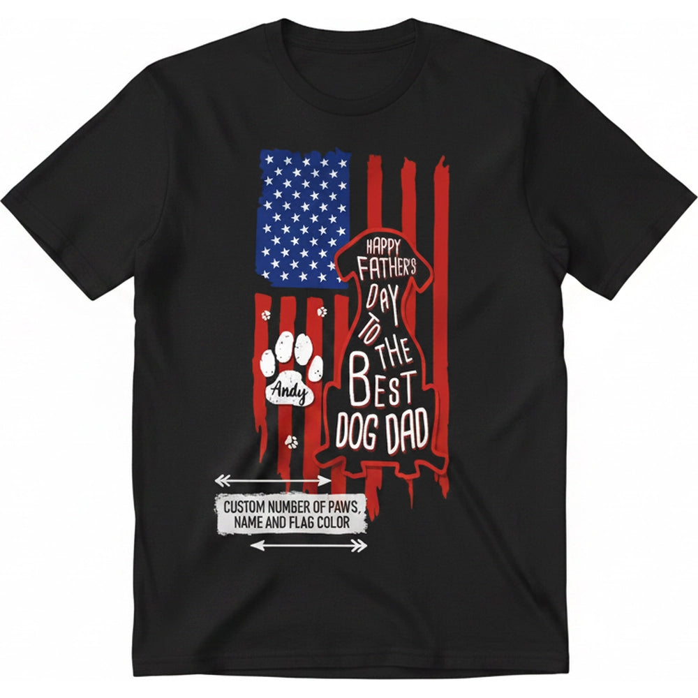 Custom Personalized T-Shirt with American Flag and Paw Print product on white background