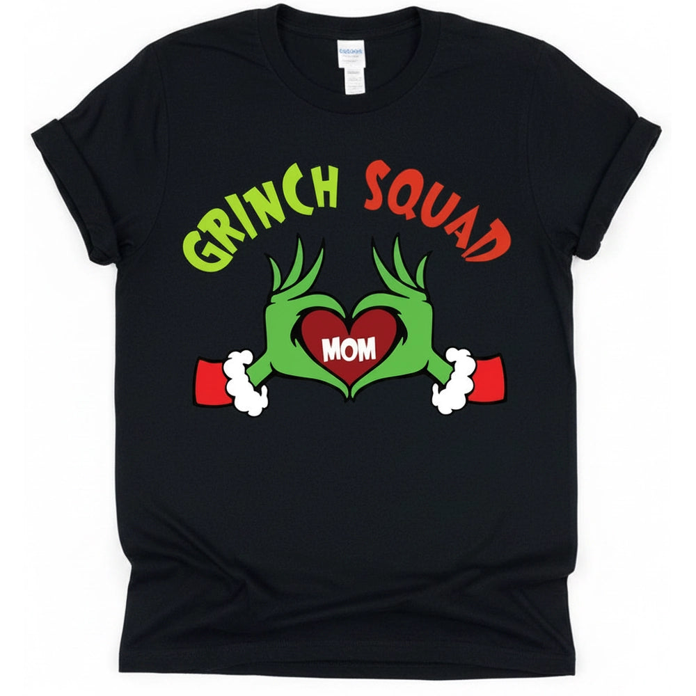 Custom Personalized Grinch Squad T-Shirt with Heart Hands product on white background