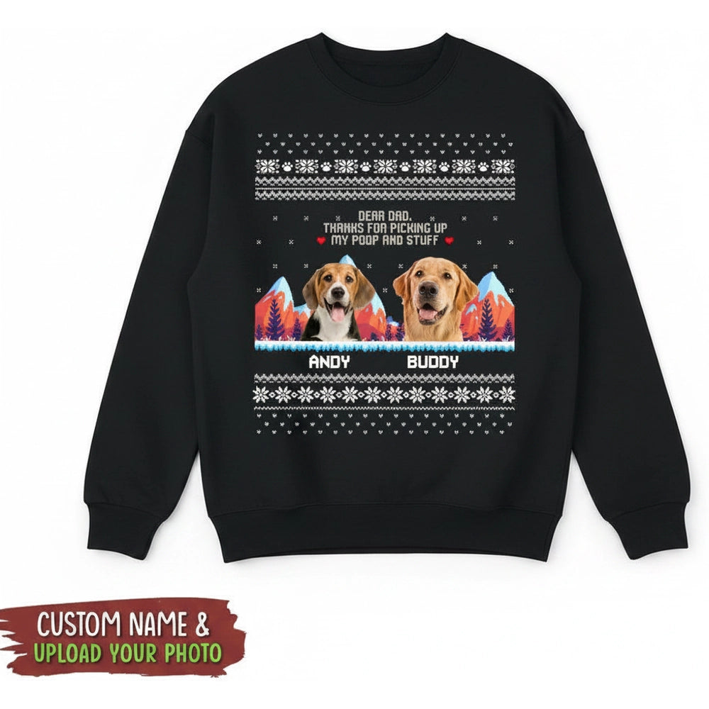Custom Photo Upload Sweater with Ugly Christmas Design for Dog Lovers product on white background
