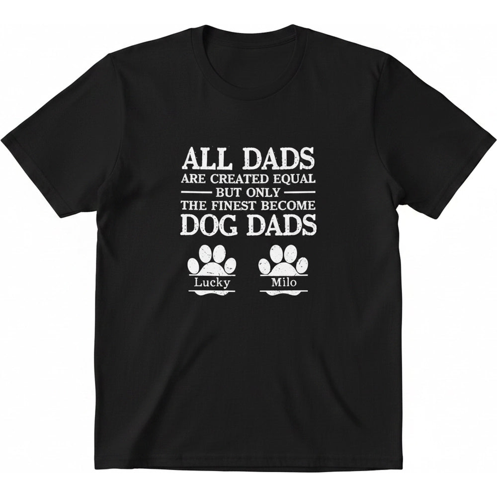 Custom Personalized Dog Dad T-Shirt with Paw Prints product on white background