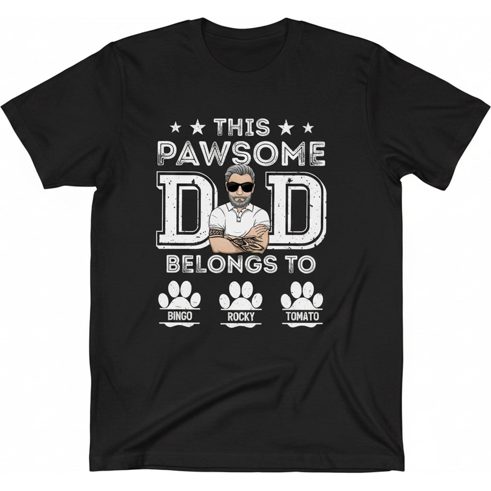 Custom Personalized This Pawsome Dad T-Shirt with Photo Upload product on white background