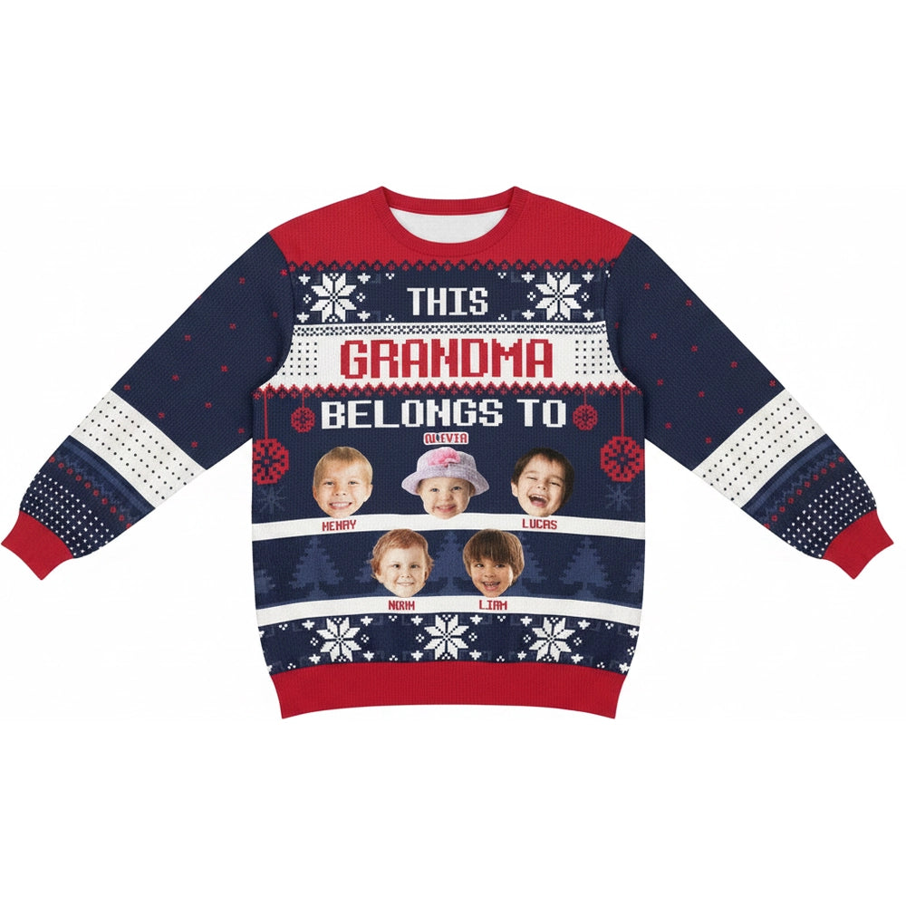 Custom Photo Upload Sweater This Grandma Belongs To - Grandma product on white background